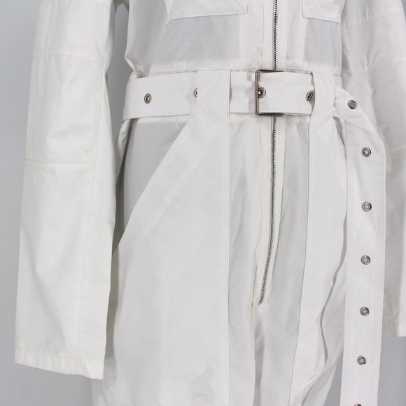 Proenza Schouler White Utility Jumpsuit Belt Cargo Pockets Long Sleeves Medium - Picture 5 of 8
